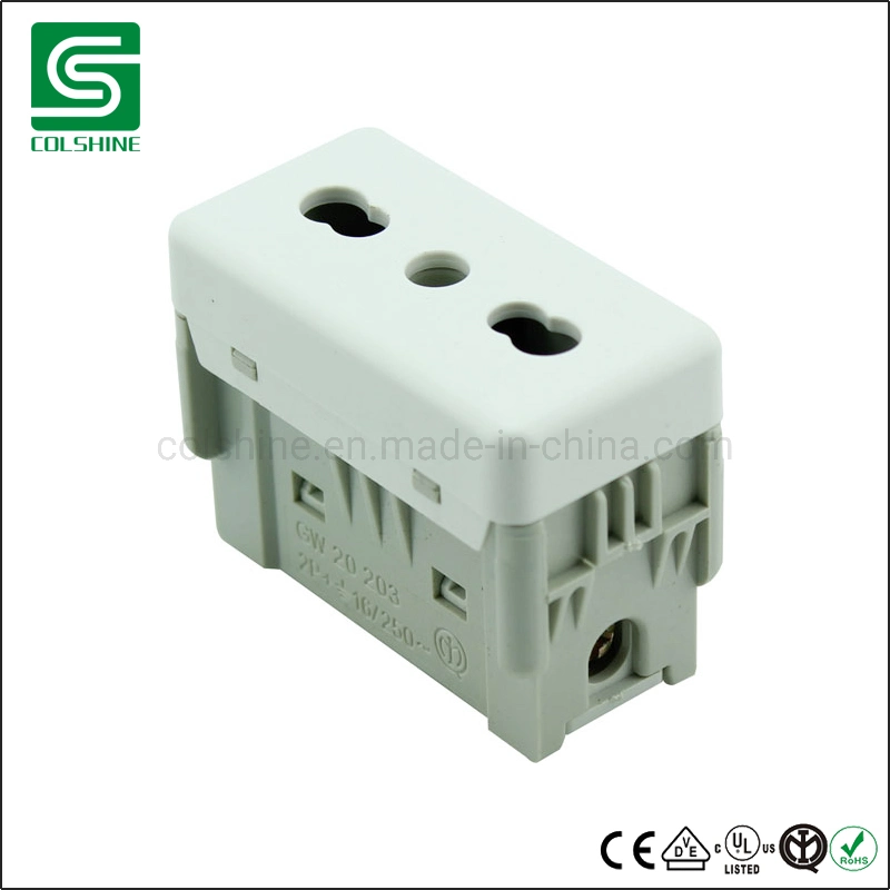 Italian Electric Wall Socket in PC Material with Copper Parts