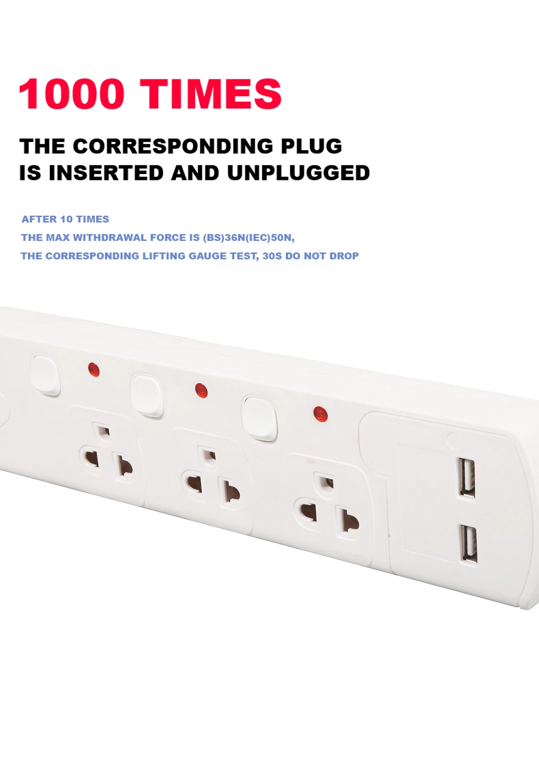 Thailand USB Extension Socket with Individual Switch and Overload Protection