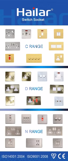 Hailar UK Standard Polished Chrome Cooker Wall Switch and Socket