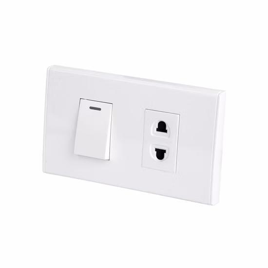 White Electrical Wall 1 Gang 1 Way Switch Thailand 3 Pole Socket